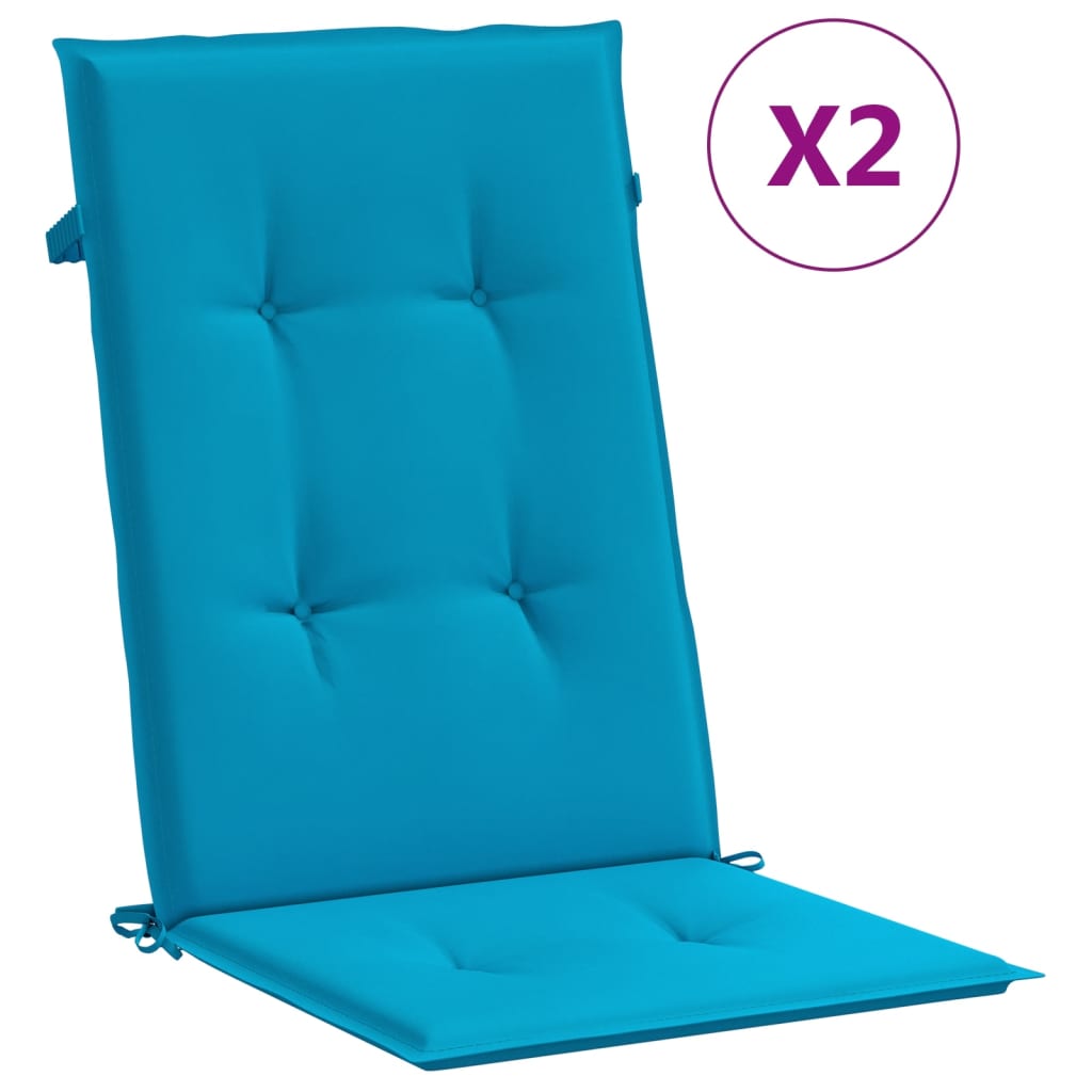 Vidaxl Garden Cushions 2 St High Back 120x50x3 cm tessuto blu