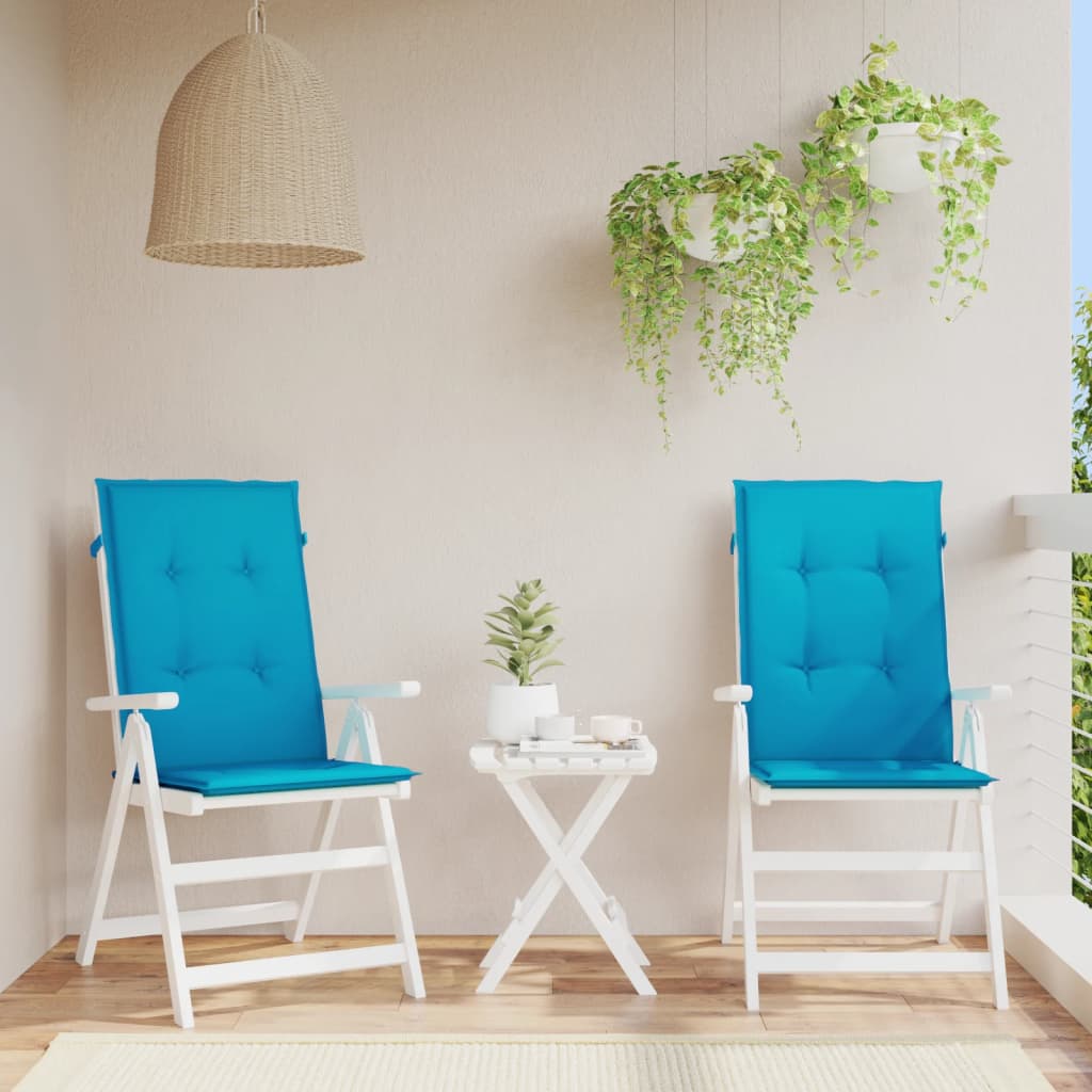 Vidaxl Garden Cushions 2 St High Back 120x50x3 cm tessuto blu