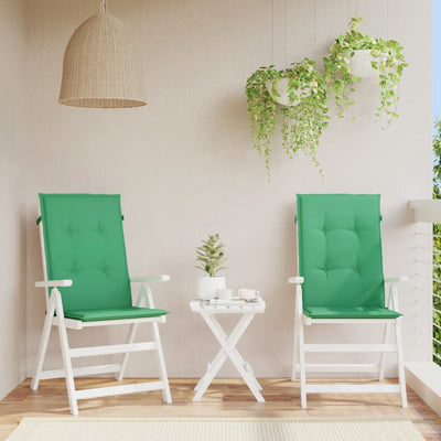 Cojines de silla de jardín de Vidaxl 2 st alto trasero 120x50x3 cm de tela verde