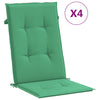 Cojines de silla de jardín de Vidaxl 4 st alto trasero 120x50x3 cm de tela verde