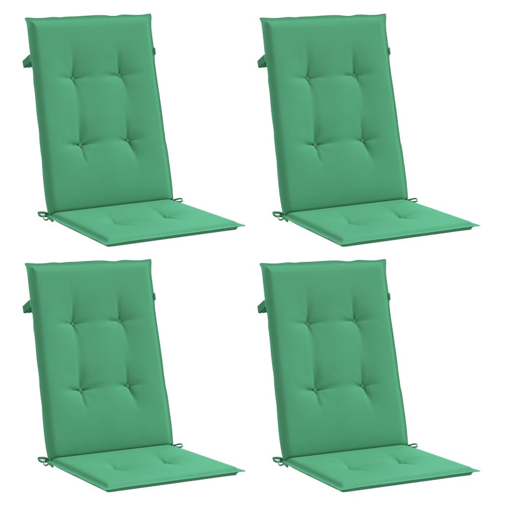 Cojines de silla de jardín de Vidaxl 4 st alto trasero 120x50x3 cm de tela verde