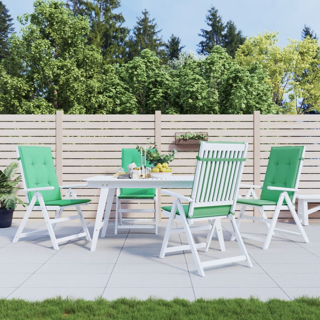 Cojines de silla de jardín de Vidaxl 4 st alto trasero 120x50x3 cm de tela verde