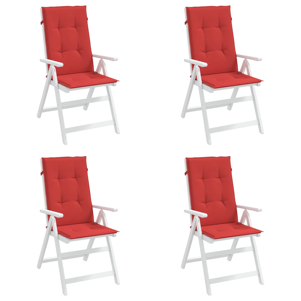 Cojines de silla de jardín de Vidaxl 4 st alto trasero 120x50x3 cm tela roja