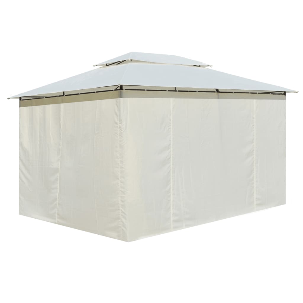 Pabellón de jardín Vidaxl con cortinas 4x3 m blancos