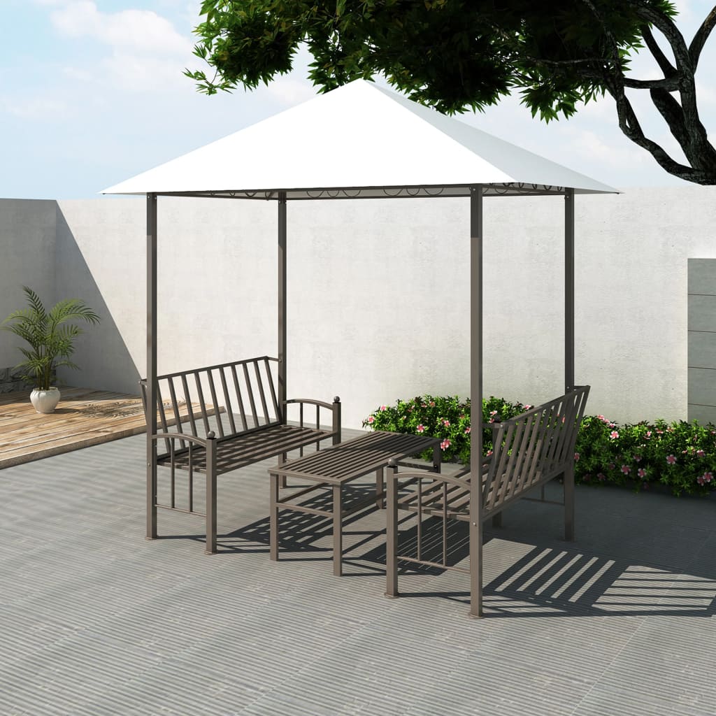 Pabellón de jardín Vidaxl con mesa y bancos 2.5x1.5x2.4 m