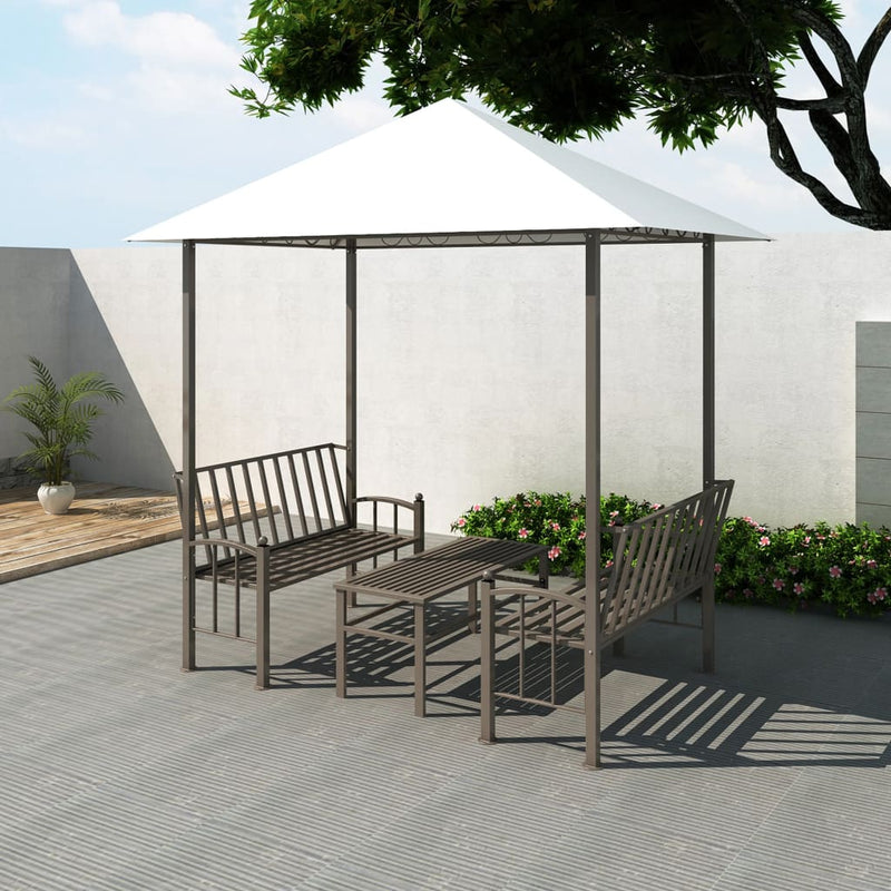 Pabellón de jardín Vidaxl con mesa y bancos 2.5x1.5x2.4 m