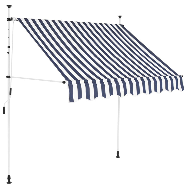 Vidaxl Luifel estende manualmente 150 cm a strisce blu e bianche