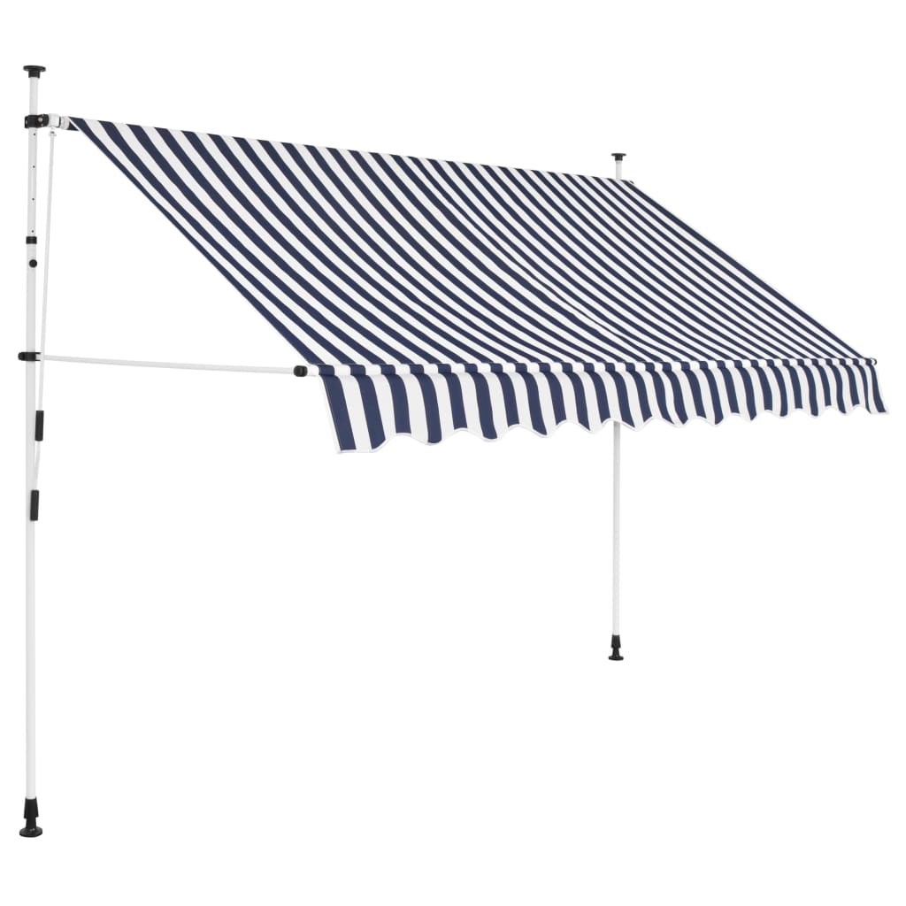 Vidaxl Luifel extiende manualmente 250 cm de rayas azules y blancas
