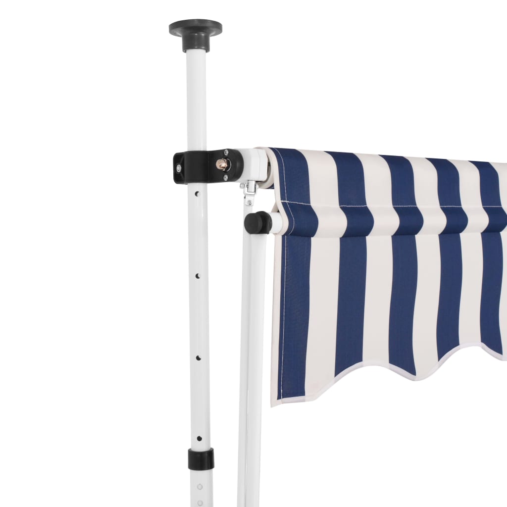 Vidaxl Luifel estende manualmente 400 cm a strisce blu e bianche