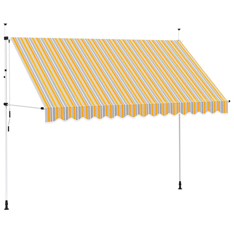 Vidaxl Luifel extiende manualmente 350 cm de rayas amarillas y azules