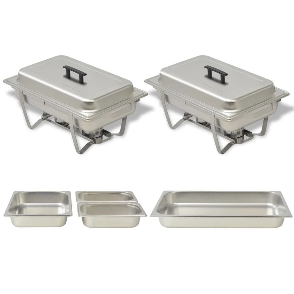 Vidaxl Rechaud Set de acero inoxidable de 2 piezas