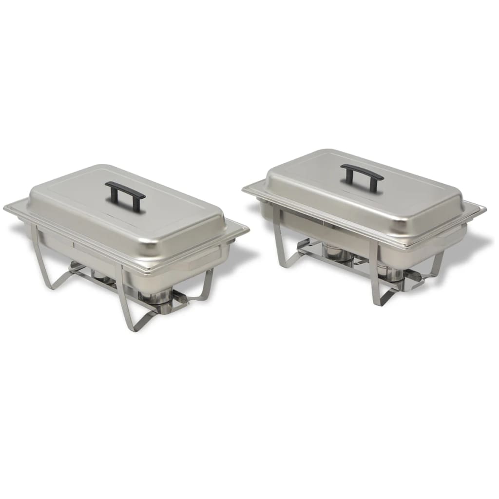Vidaxl Rechaud Set de acero inoxidable de 2 piezas
