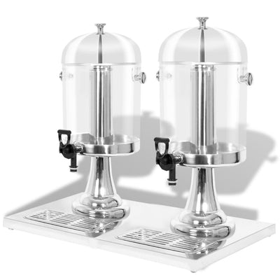 Vidaxl doble sapdispenser acero inoxidable 2x8 l