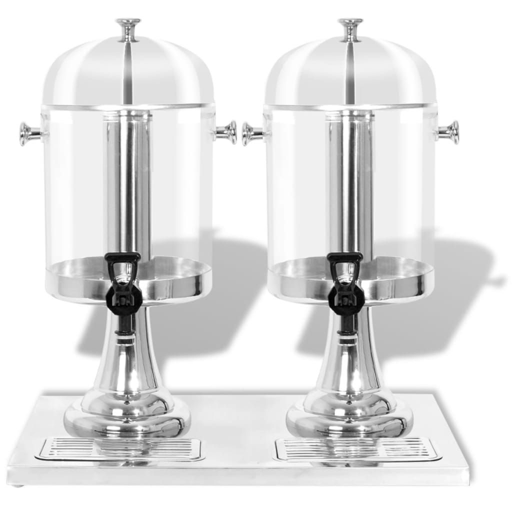 VIDAXL DOPPIO SAPDISPENSER Acciaio inossidabile 2x8 L
