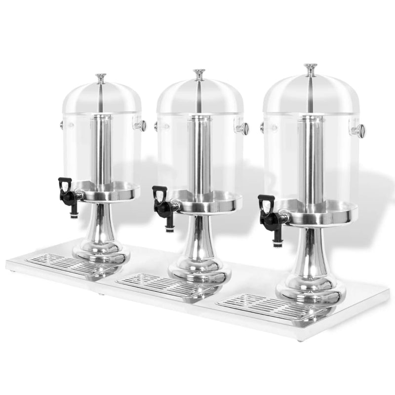 Vidaxl Tres alternativo Dispensador de acero inoxidable 3x8 L