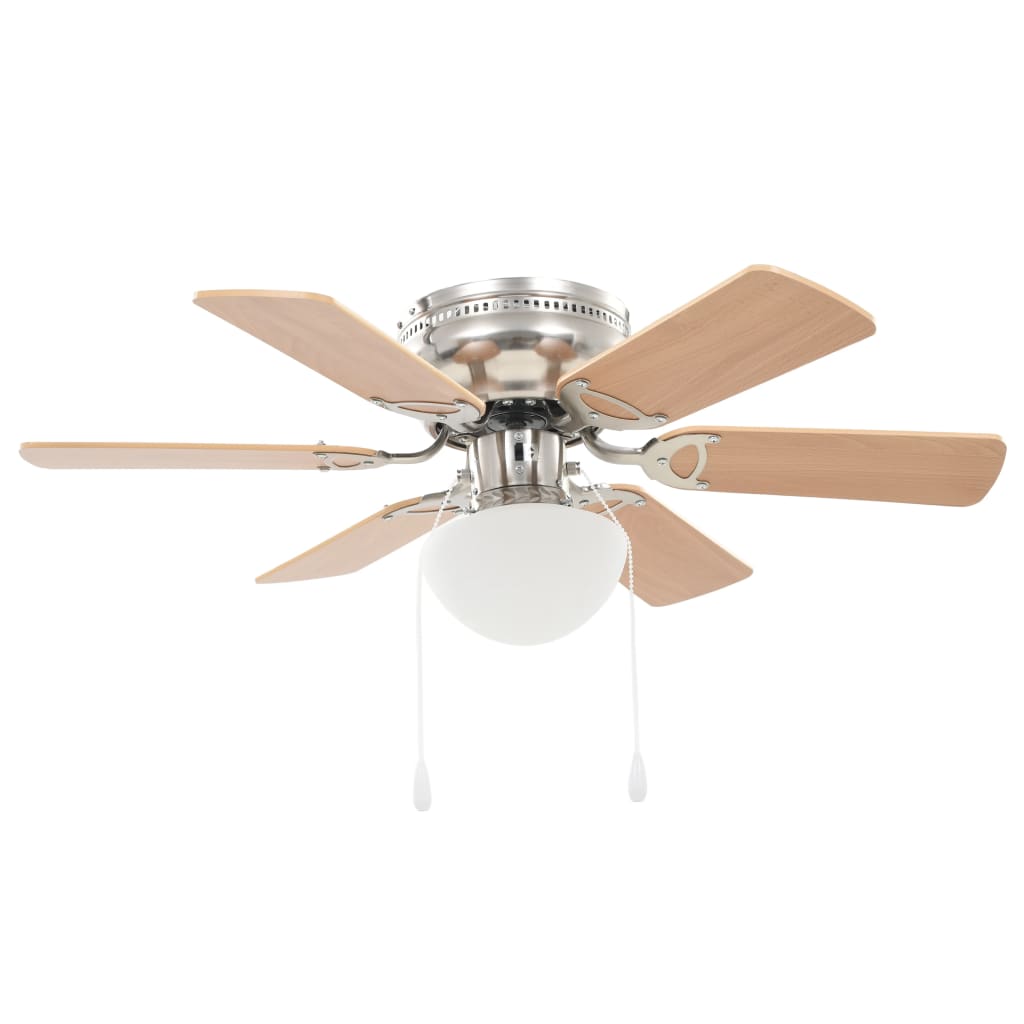 Ventilador de techo Vidaxl con lámpara de 82 cm marrón claro