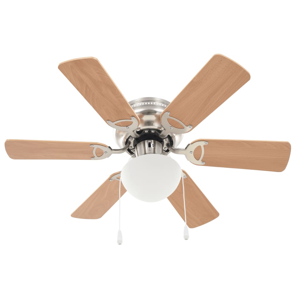Ventilador de techo Vidaxl con lámpara de 82 cm marrón claro