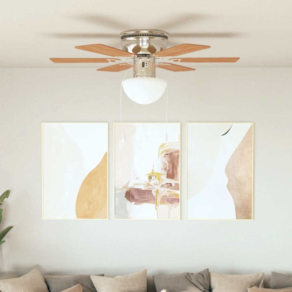 Ventilador de techo Vidaxl con lámpara de 82 cm marrón claro