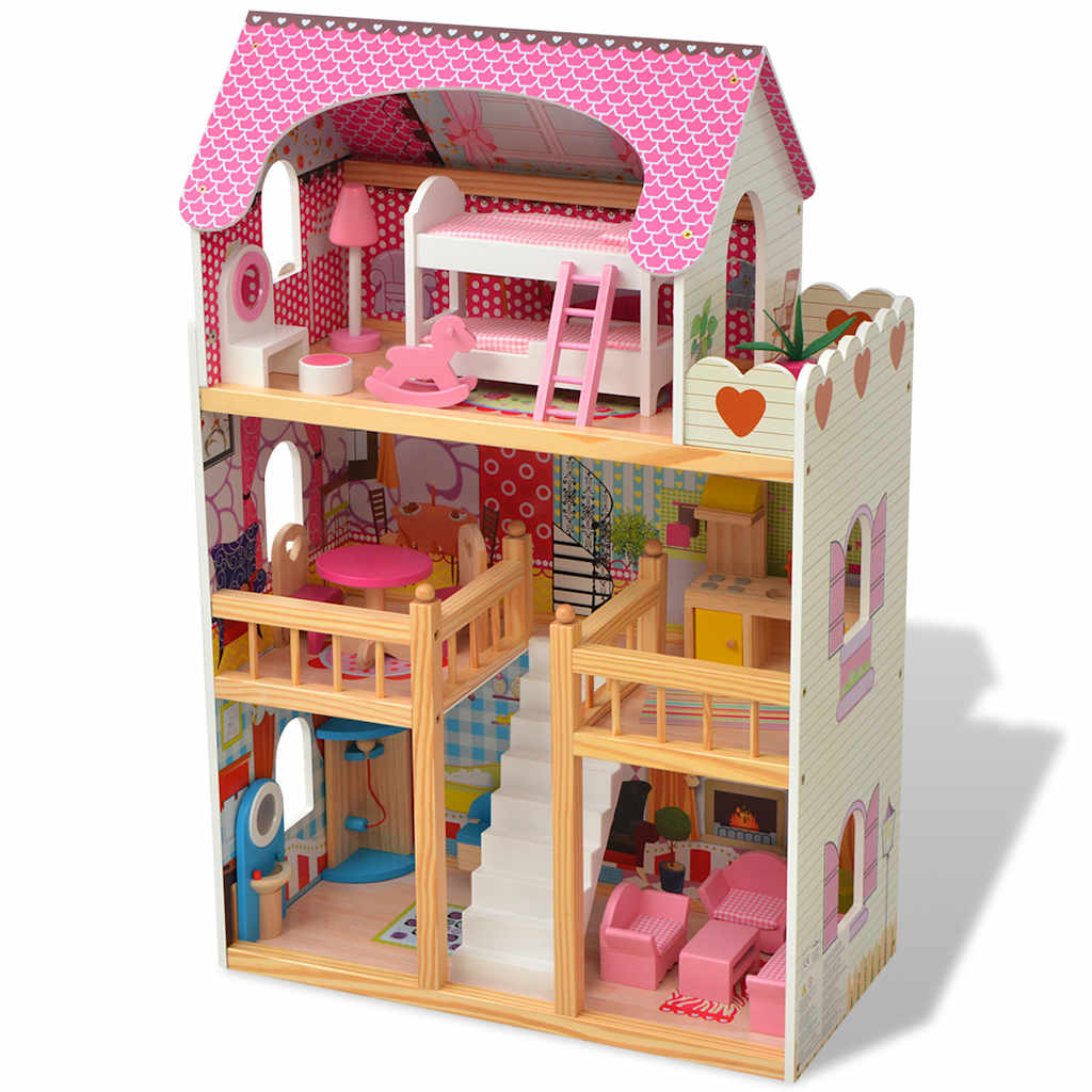 Vidaxl Poppenhuis 3 piani 60x30x90 cm legno