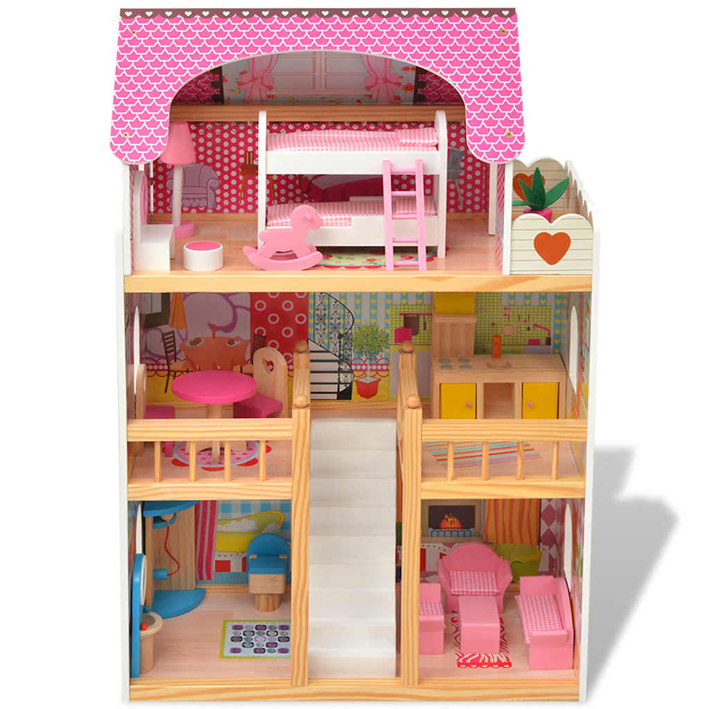 Vidaxl Poppenhuis 3 piani 60x30x90 cm legno