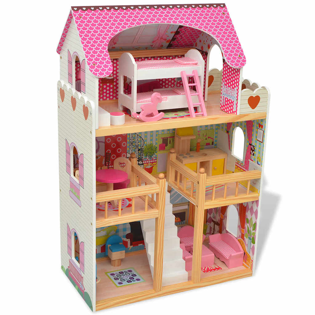 Vidaxl Poppenhuis 3 piani 60x30x90 cm legno