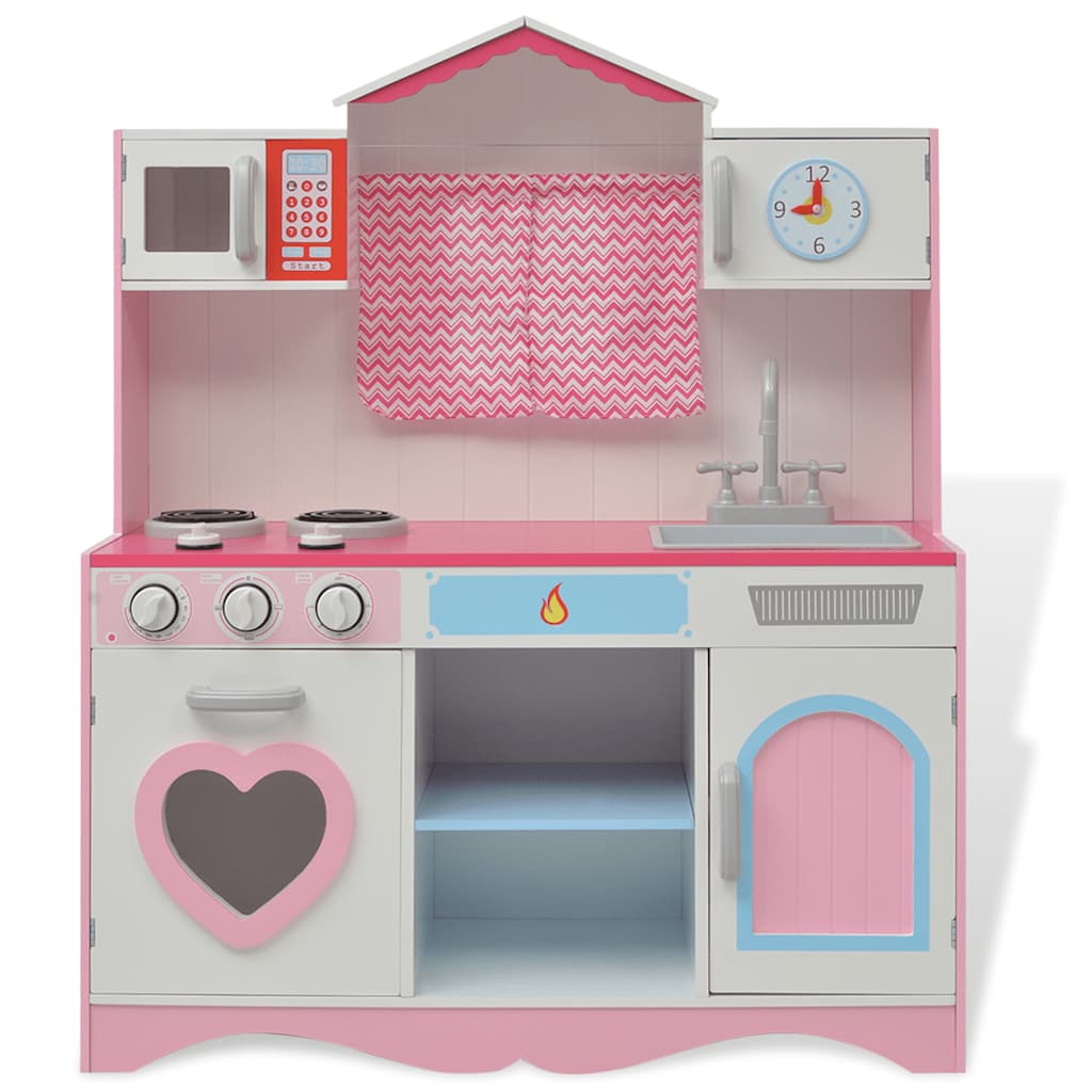 Vidaxl Toy Kitchen Rosa e bianco 82x30x100 cm Legno