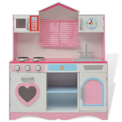 Vidaxl Toy Kitchen Rosa e bianco 82x30x100 cm Legno