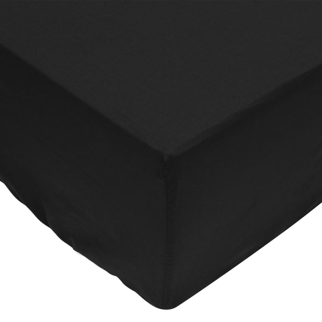 Hoja ajustada Vidaxl 2 ST 180x200 cm de algodón negro