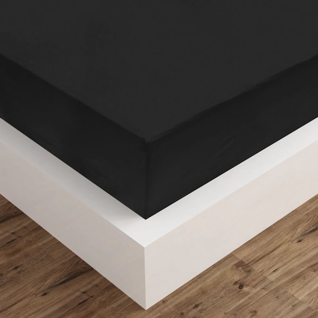 Hoja ajustada Vidaxl 2 ST 180x200 cm de algodón negro