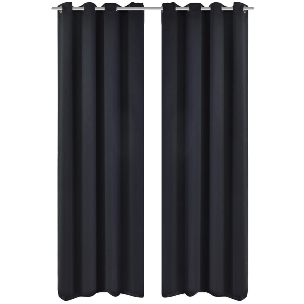 Cortinas Vidaxl con anillos de metal apagado 135x175 cm negro 2 sts