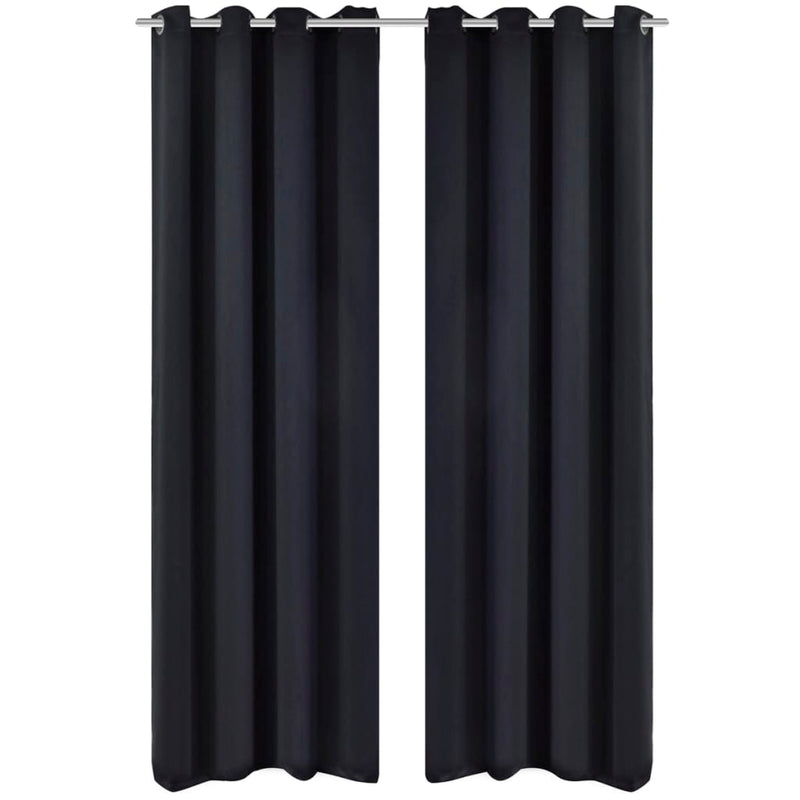 Cortinas Vidaxl con anillos de metal apagado 135x175 cm negro 2 sts
