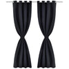 Cortinas Vidaxl con anillos de metal apagado 135x175 cm negro 2 sts