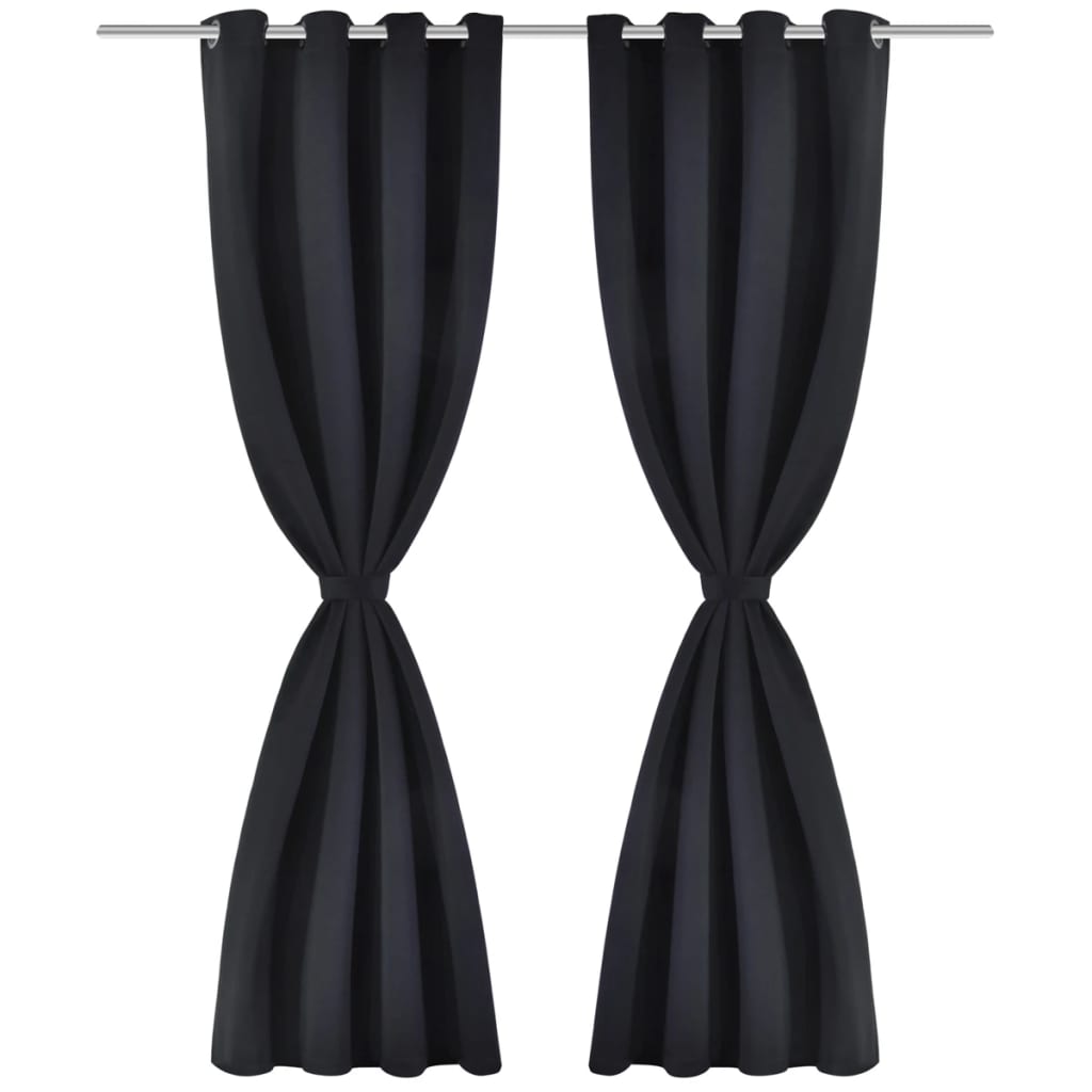 Cortinas Vidaxl con anillos de metal apagado 135x175 cm negro 2 sts