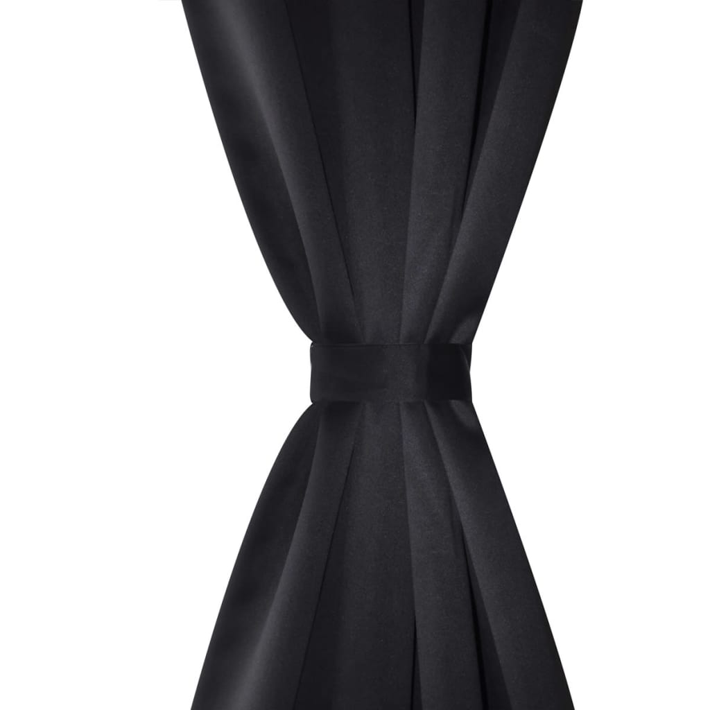 Cortinas Vidaxl con anillos de metal apagado 135x175 cm negro 2 sts