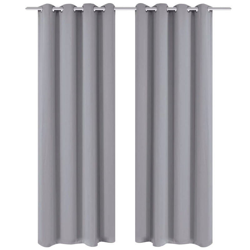 Cortinas Vidaxl con anillos de metal apagado 135x175 gris 2 pcs