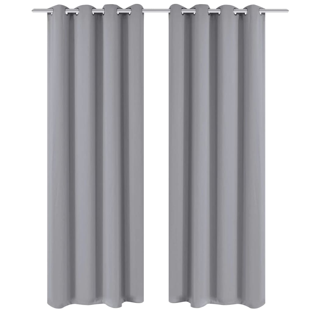 Cortinas Vidaxl con anillos de metal apagado 135x175 gris 2 pcs