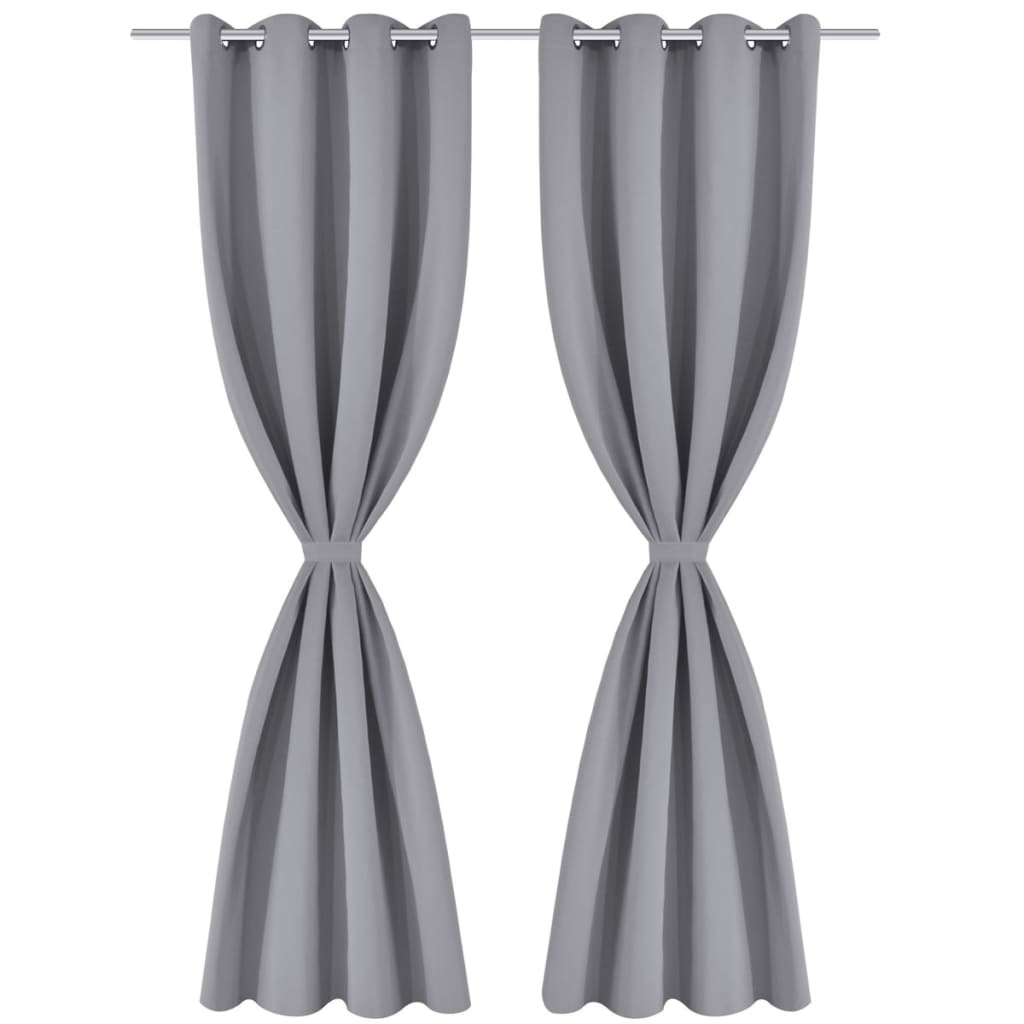 Cortinas Vidaxl con anillos de metal apagado 135x175 gris 2 pcs