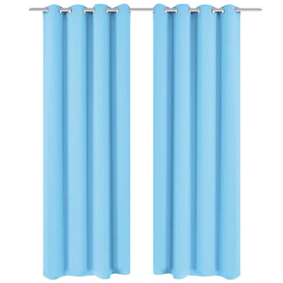 Cortinas Vidaxl con anillos de metal apagado 135x175 Turquesa 2 PCS