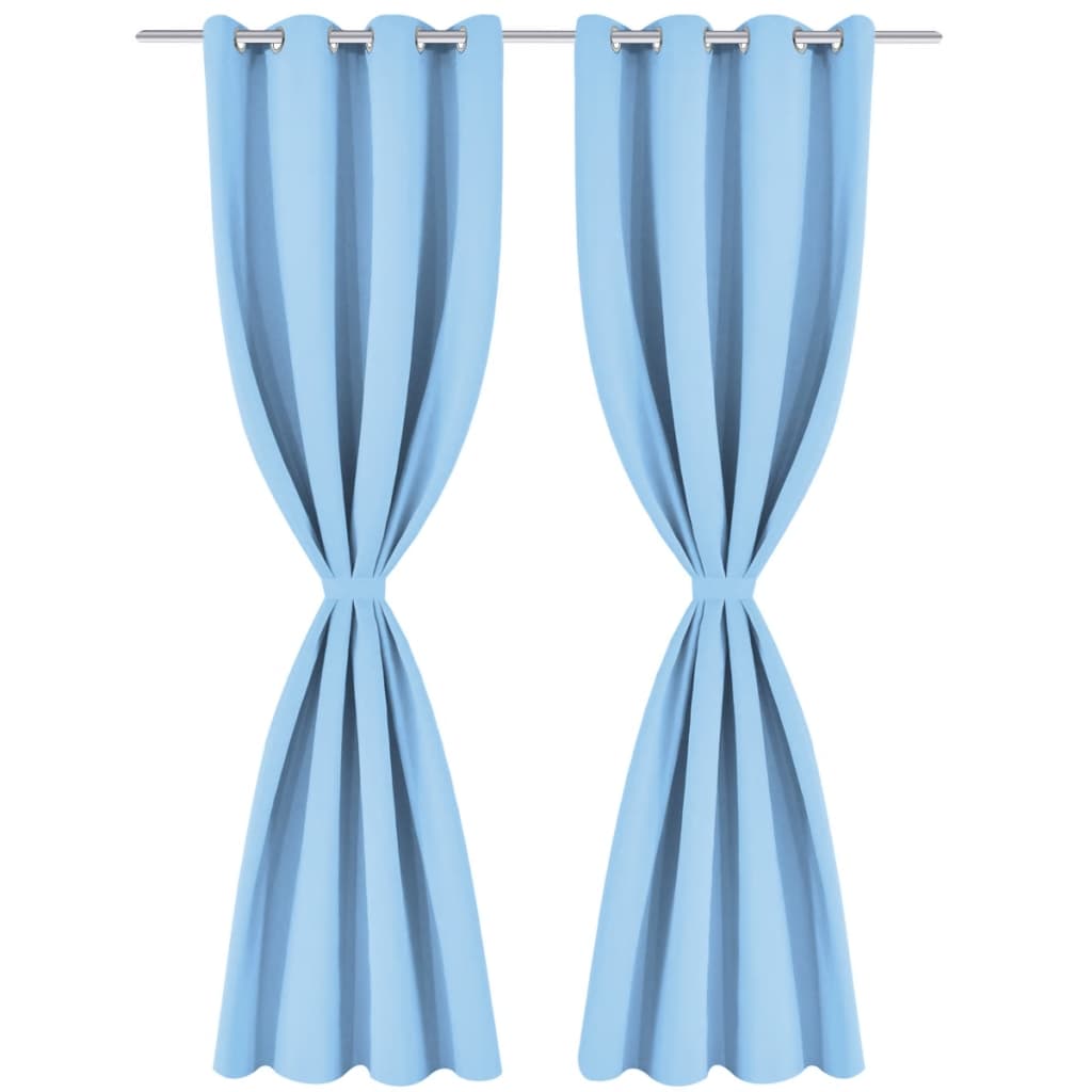 Cortinas Vidaxl con anillos de metal apagado 135x175 Turquesa 2 PCS