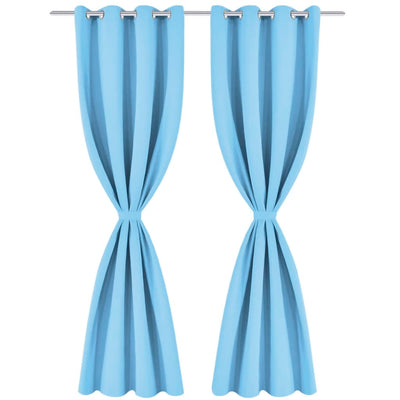 Cortinas Vidaxl con anillos de metal apagado 135x175 Turquesa 2 PCS