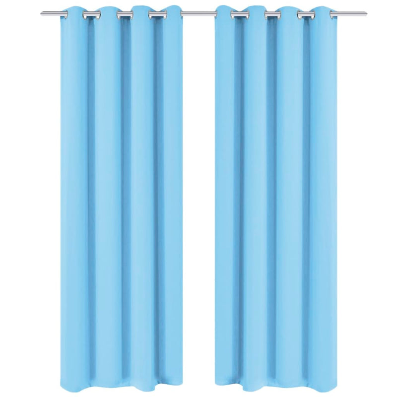 Cortinas Vidaxl con anillos de metal apagado 135x245 Turquesa 2 STS
