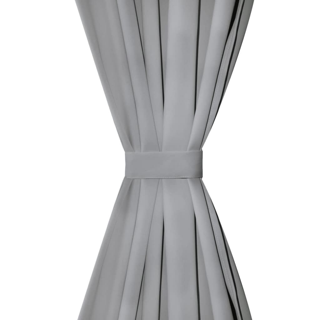 Cortinas de micro-satina Vidaxl con bucles 140x245 cm gris 2 sts