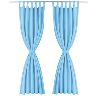 Cortinas de micro-satina Vidaxl con bucles 140x175 cm turquesa 2 sts