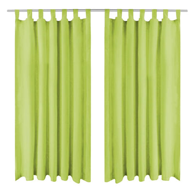 Cortinas de micro-satina Vidaxl con bucles 140x175 cm verde 2 sts