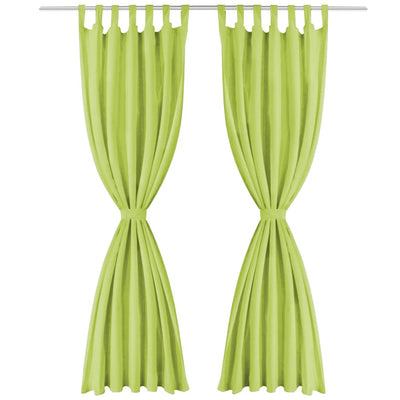 Cortinas de micro-satina Vidaxl con bucles 140x175 cm verde 2 sts