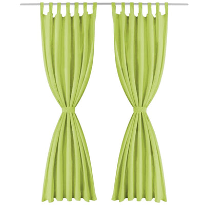 Cortinas de micro-satina Vidaxl con bucles 140x245 cm verde 2 sts