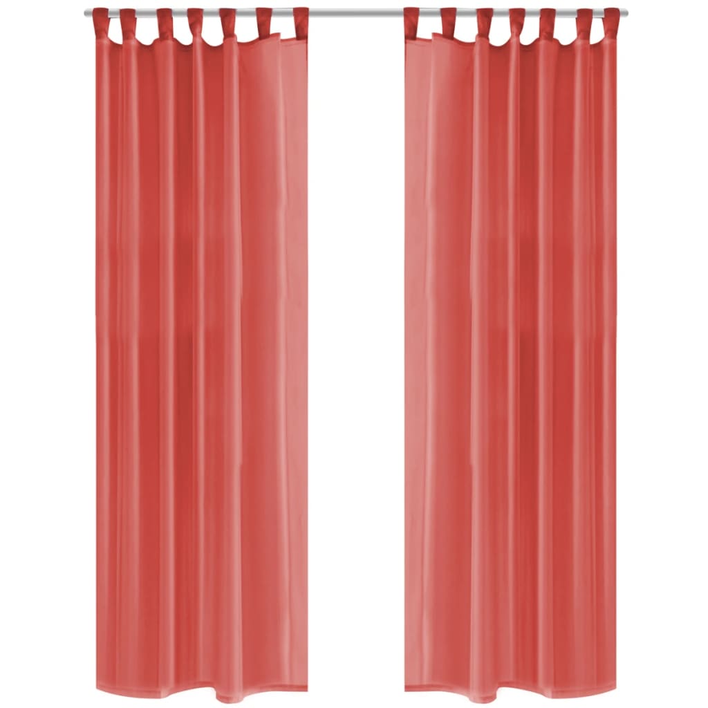 VidaXL Gordijnen voile 140x225 cm rood 2 st