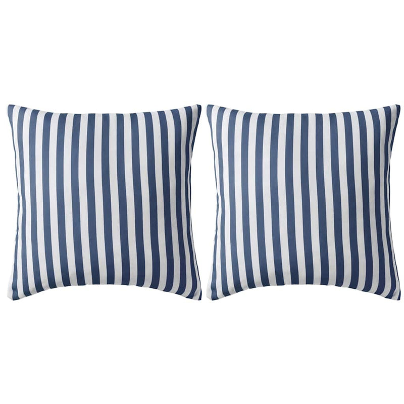 Cojines al aire libre de Vidaxl 45x45 cm a rayas azul marino 2 pcs