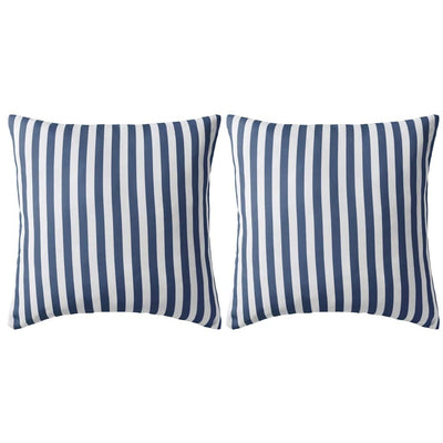 Cojines al aire libre de Vidaxl 45x45 cm a rayas azul marino 2 pcs