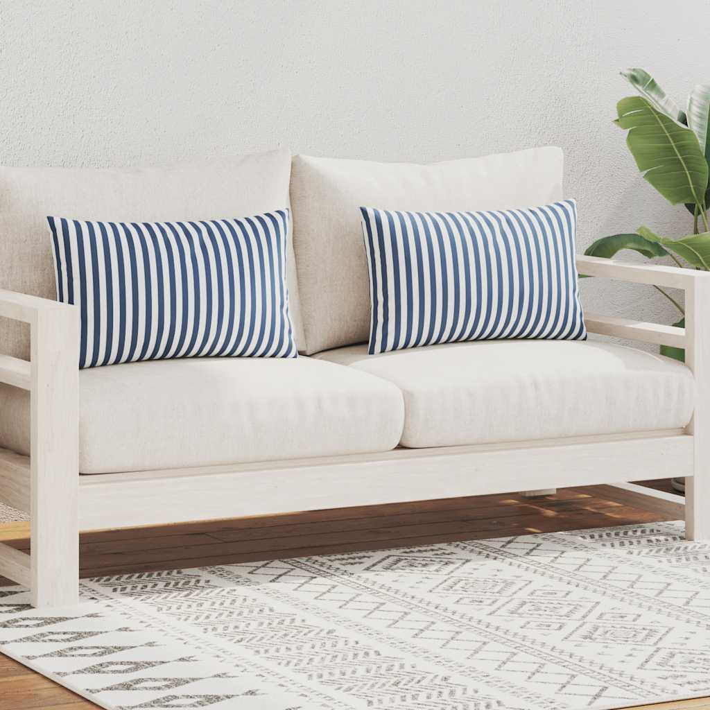 Vidaxl cuscini da esterno 60x40 cm a strisce blu navy 2 pezzi